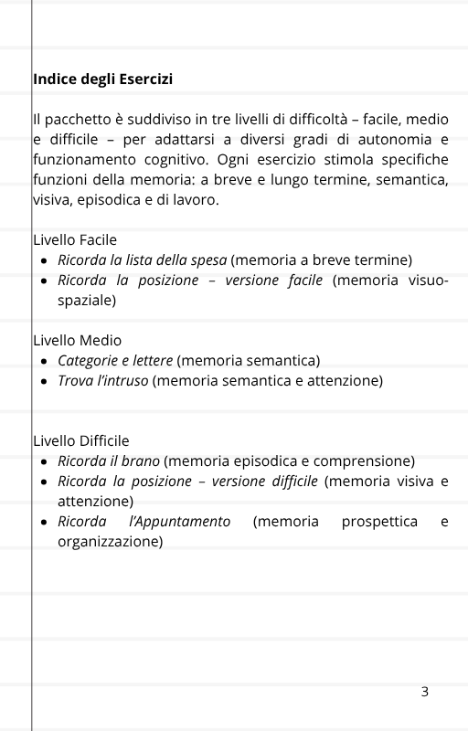 Pacchetto Memoria – Esercizi di Stimolazione Cognitiva Stampabili (PDF)