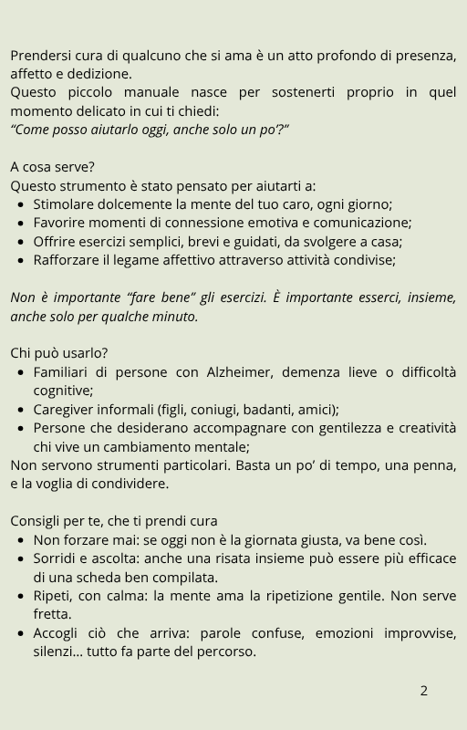 Esercizi per caregiver e professionisti – Guida operativa PDF