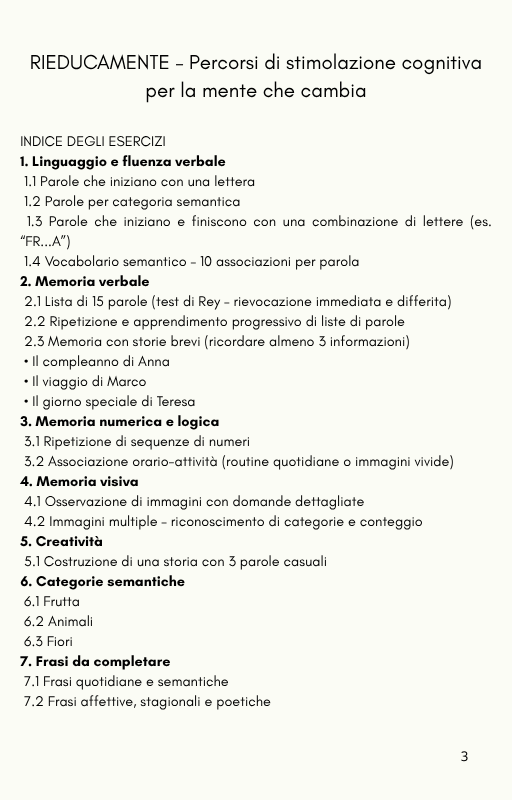 Rieducamente – Percorso PDF stampabile di stimolazione cognitiva